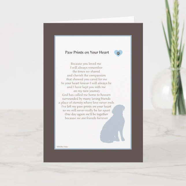 Tarjeta La pata imprime en su condolencia del perro de la (Anverso)
