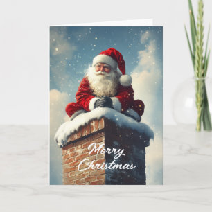 Tarjeta La pausa de Santa en la chimenea: una sonrisa de i