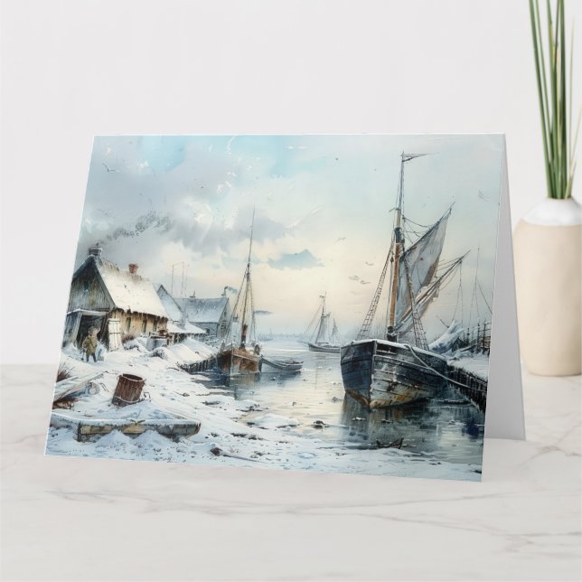 Tarjeta La paz de un invierno victoriano: saludos de Navid (Anverso)