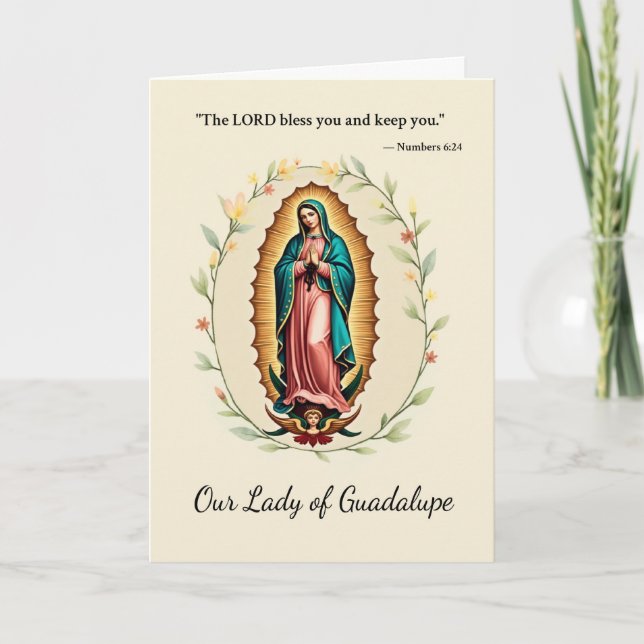 Tarjeta La paz y bendiciones de nuestra Señora de Guadalup (Anverso)