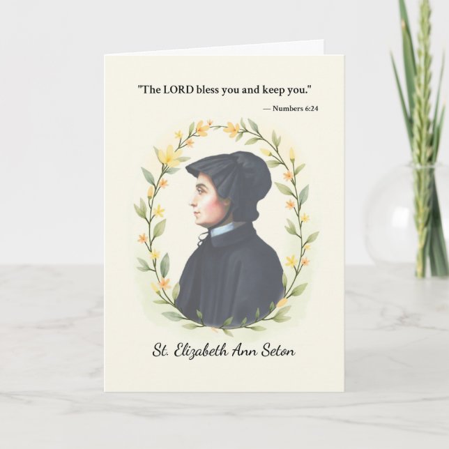 Tarjeta La paz y las bendiciones de san Elizabeth Ann Seto (Anverso)