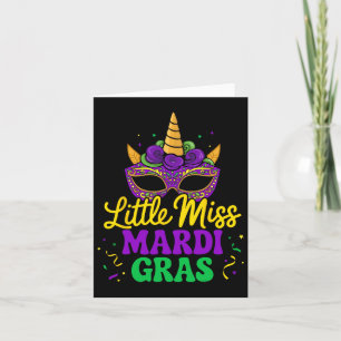 Tarjeta La Pequeña Máscara De Miss Mardi Gras Unicornio Pa
