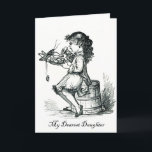 Tarjeta La pequeña Miss Muffet Dearest Daughter Birday<br><div class="desc">Una tarjeta de felicitación de cumpleaños de la hija más querida de 5" x 7" inspirada en la cosecha blanca y negra de la Pequeña Miss Muffet.</div>