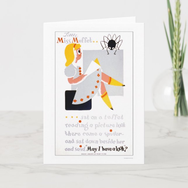 Tarjeta La Pequeña Miss Muffet Lee El WPA 1940 (Anverso)