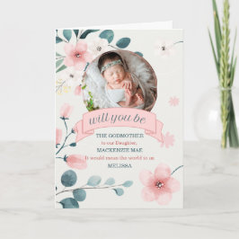 Tarjeta La petición de la padrina de flores con foto