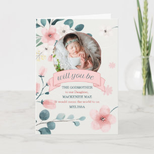Tarjeta La petición de la padrina de flores con foto