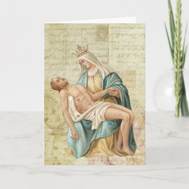 Tarjeta La Pieta María y Jesús Cristiano Religioso (Anverso)