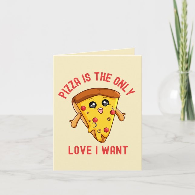Tarjeta "La pizza es el único amor que quiero - Pizza dive (Anverso)