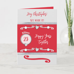 Tarjeta La plata del marido 25 años rojo