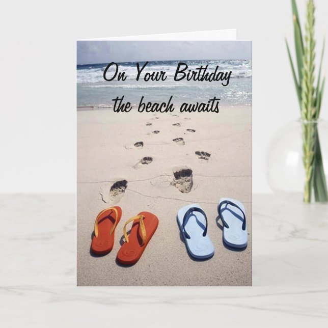 TARJETA LA "PLAYA A LA ESPERA" DEL CUMPLEAÑOS (Anverso)