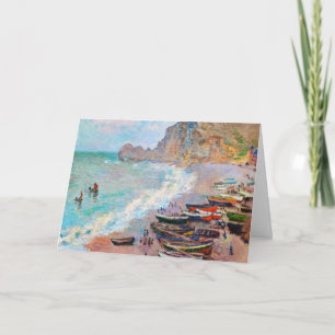 Tarjeta La playa del Etretat Claude Monet