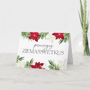 Tarjeta La poinsettia roja de Letonia Ziemassvetki