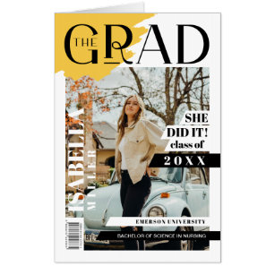 Tarjeta La portada de la revista Grad Fun Trendy Graduate 