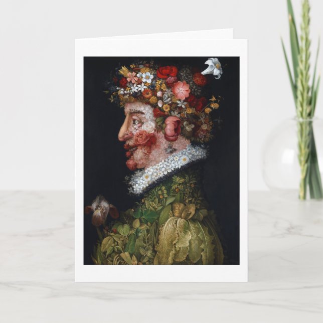 Tarjeta La primavera, Arcimboldo (Anverso)
