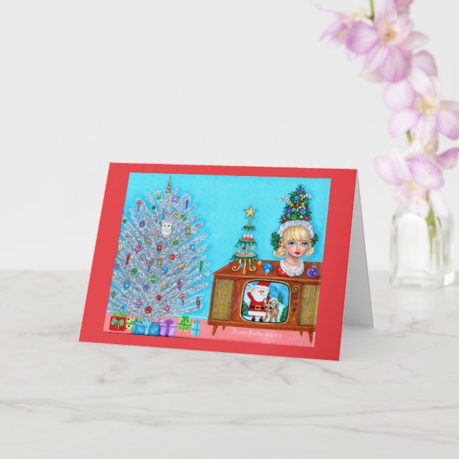 Tarjeta La primera cabeza de árbol de Navidad de Kitty, Sa (Orquídea)