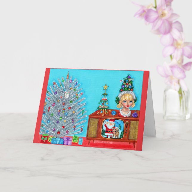 Tarjeta La primera cabeza de árbol de Navidad de KItty San (Orquídea)