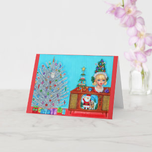 Tarjeta La primera cabeza de árbol de Navidad de KItty San