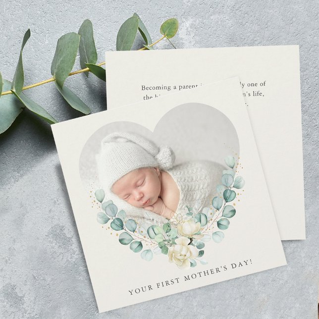 Tarjeta La primera foto floral del día de la madre (Your First Floral Mother's Day Flat Card)