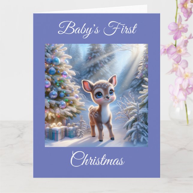 Tarjeta La primera Navidad de Baby Deer (Orquídea)