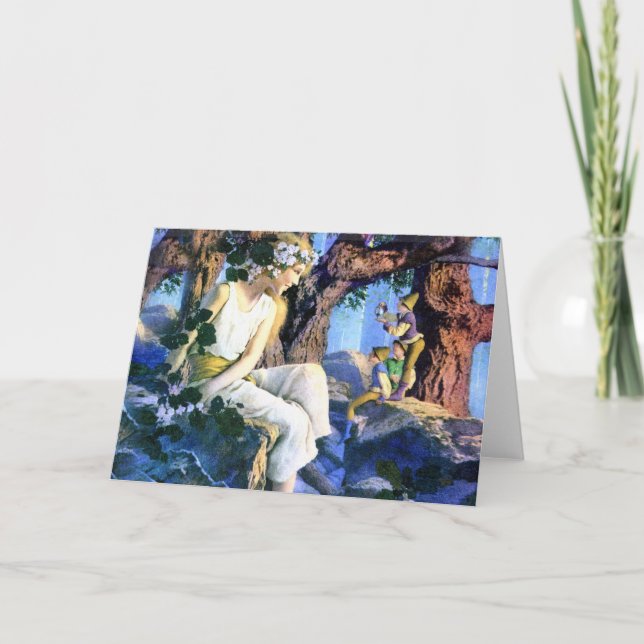 Tarjeta La Princesa Justa de Maxfield Parrish y los gnomos (Anverso)