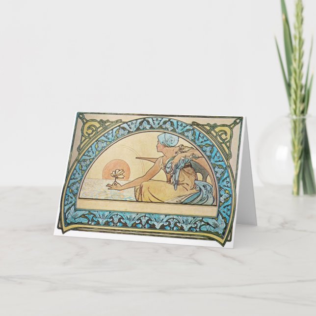 Tarjeta La puesta de sol de estilo Art Nouveau (Anverso)