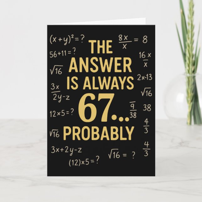 Tarjeta La respuesta es siempre 67 probablemente profesor  (Anverso)