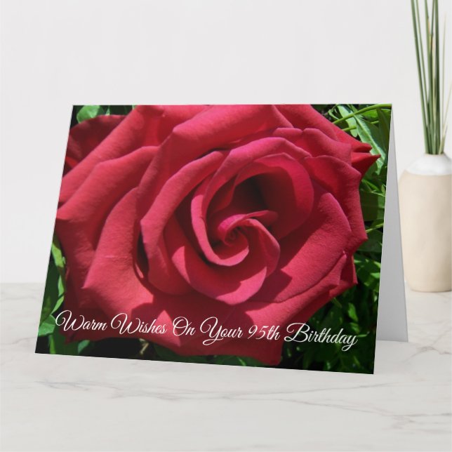 Tarjeta La rosa roja personalizada 95º cumpleaños (Anverso)