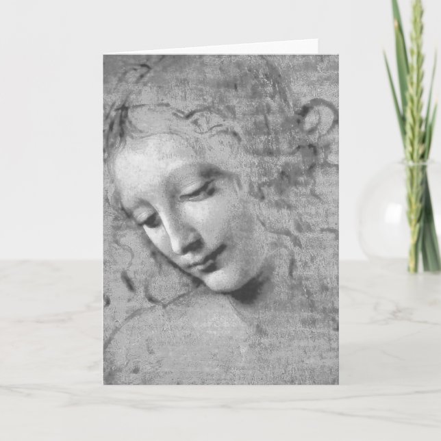 Tarjeta La Scapigliata por Leonardo da Vinci (Anverso)
