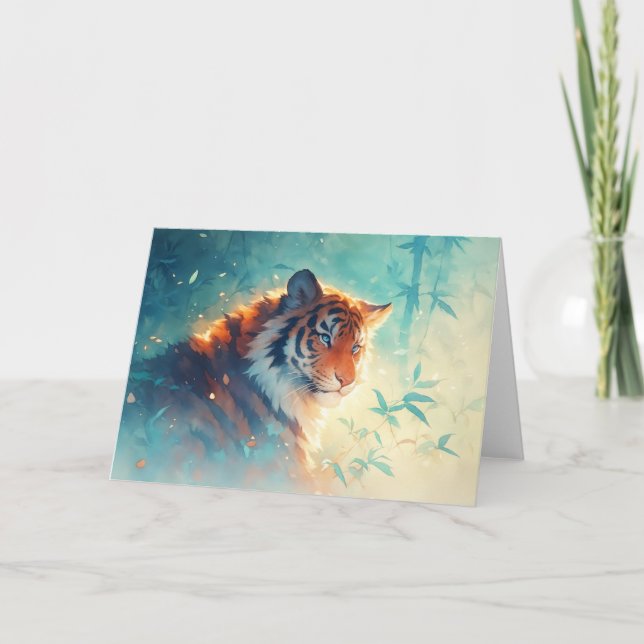 Tarjeta La serenidad del tigre en el lustre matutino (Anverso)