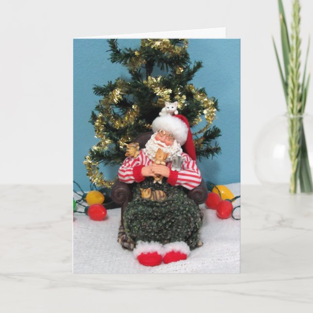 Tarjeta La siesta de Santa con gatitos (Anverso)