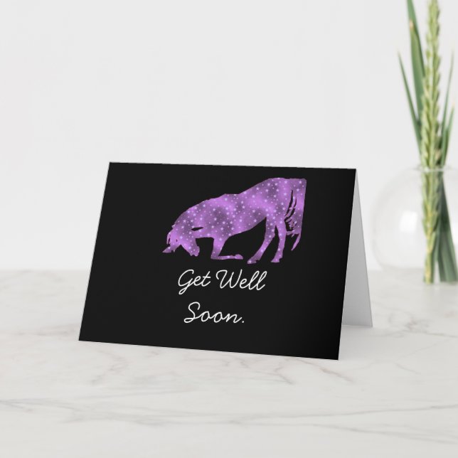 Tarjeta La silueta púrpura del caballo consigue pronto la (Anverso)