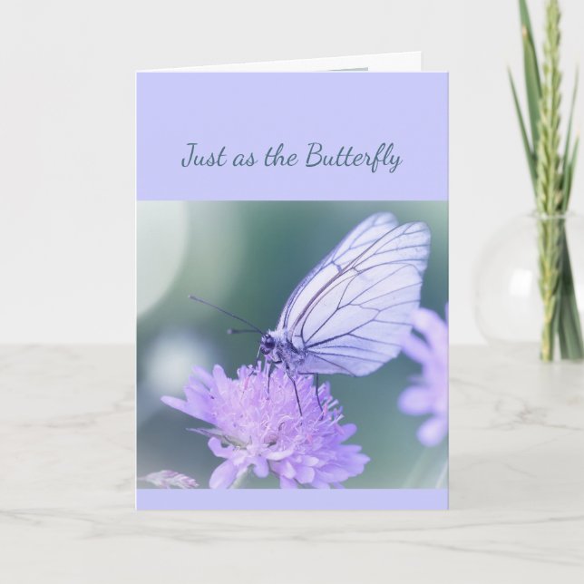 Tarjeta La simpatía como la mariposa tu querida... (Anverso)
