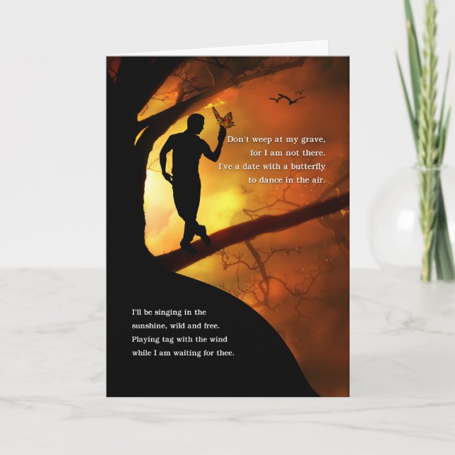 Tarjeta La simpatía no llora en mi poema de tumba masculin (Anverso)