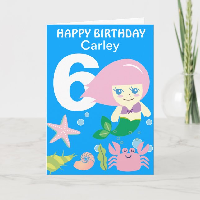 Tarjeta La Sirena Cuta Personaliza Cualquier Cumpleaños De (Anverso)