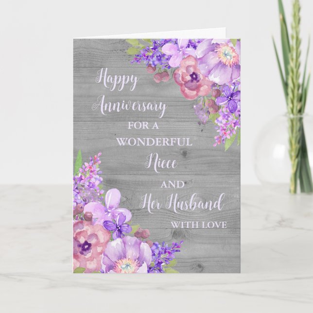 Tarjeta La sobrina floral y su aniversario de marido (Anverso)