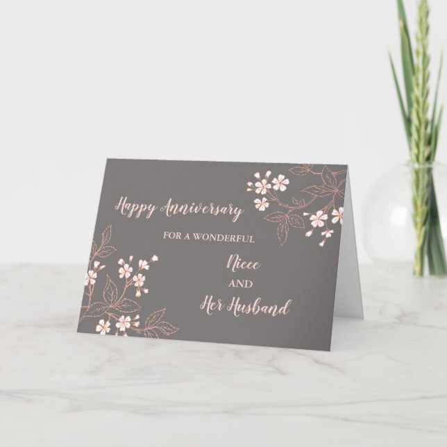 Tarjeta La sobrina floral y su aniversario de marido (Anverso)