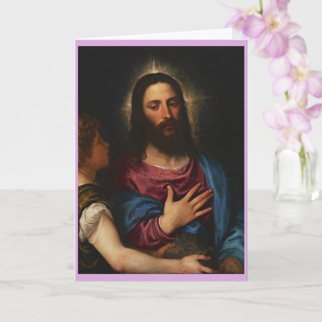 Tarjeta La tentación de Cristo, Tiziano (Orquídea)