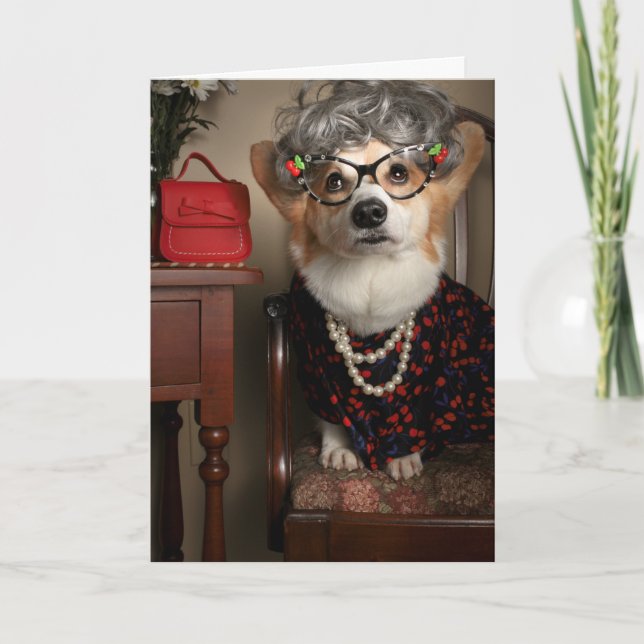 Tarjeta La tía Gussy Corgi (Anverso)