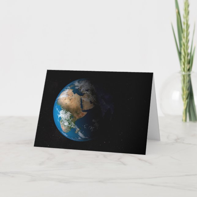 Tarjeta La Tierra Llena Mostrando Nubes Simuladas Sobre Áf (Anverso)