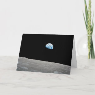 Tarjeta La Tierra Se Levanta Sobre El Horizonte Lunar.