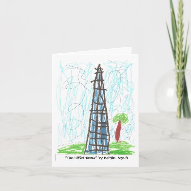 Tarjeta "La torre Eiffel" por Kaitlin, edad 6 (Anverso)