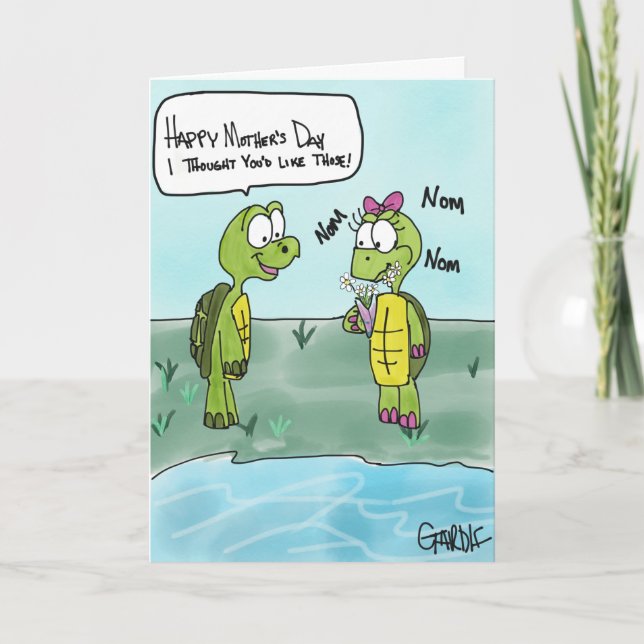 Tarjeta La tortuga de la carta de la madre ama a su madre (Anverso)