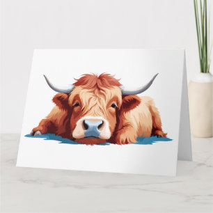 Tarjeta La vaca de montaña Adorable Animal Duelo Relajante