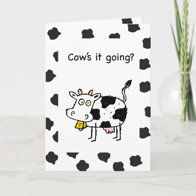Tarjeta La vaca se está yendo, pensando en ti, gracioso (Anverso)