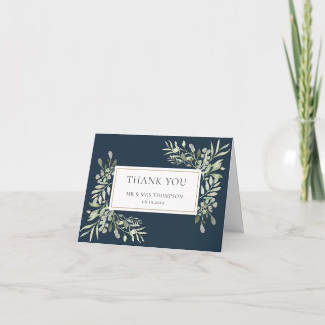 Tarjeta La vegetación moderna deja al Boda gracias (Anverso)