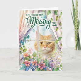 Tarjeta La ventana del jardín del amante del gato te falta