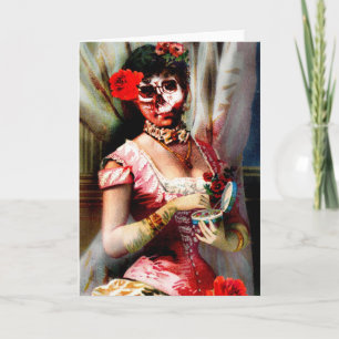 Tarjeta La victoriana vintage Lady Vanity Skull Saludo