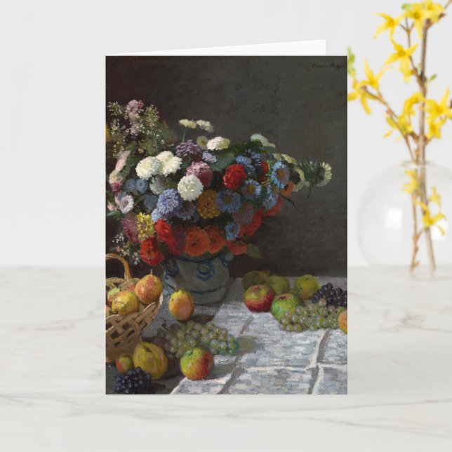 Tarjeta La vida con flores y fruta de Claude Monet (flor amarilla)
