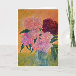 Tarjeta La vida con Peonies pintando el saludo de cumpleañ