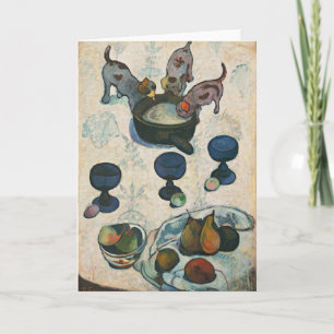 Tarjeta La vida con tres cachorros   Paul Gauguin